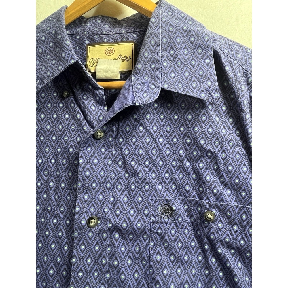 Wrangler Western Shirt Mens L? Southwestern Diamond Button Long Sleeve